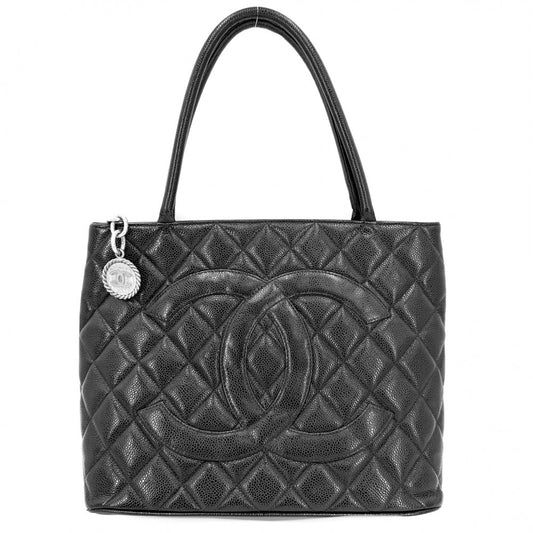 CHANEL シャネル ハンドバッグ マトラッセ 復刻トート トートバッグ ココマーク キャビアスキン ブラック 黒 シルバー金具 レディース【中古品】