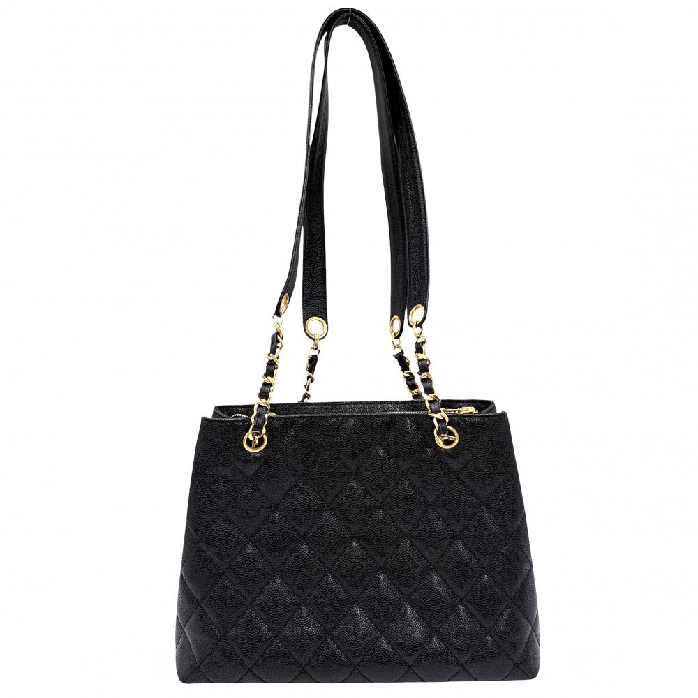 CHANEL シャネル ショルダーバッグ ココマーク マトラッセ フルフラップ A06323 キャビアスキン ブラック 黒 ゴールド金具 レディース【中古品】