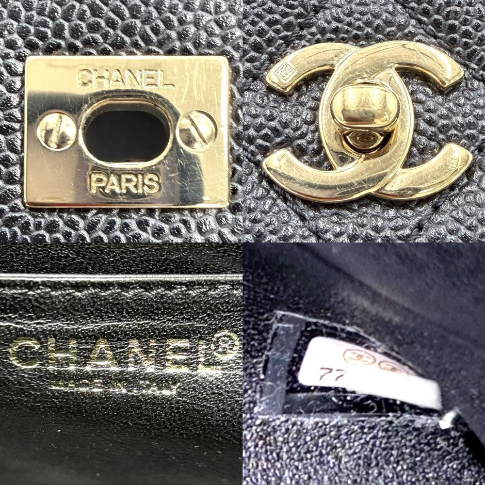 CHANEL シャネル ハンドバッグ マトラッセ ココマーク ターンロック トップハンドル A12397 キャビアスキン ブラック 黒 ゴールド金具 レディース【中古品】
