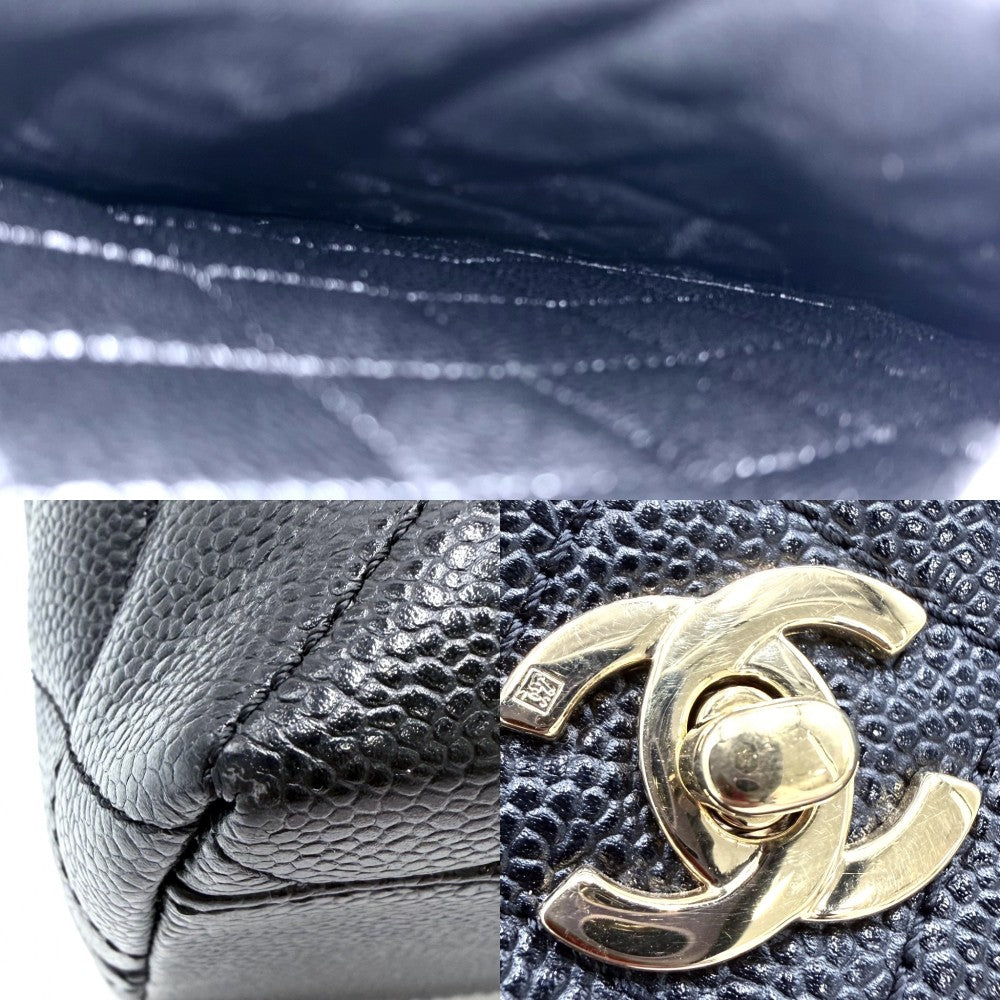CHANEL シャネル ハンドバッグ マトラッセ ココマーク ターンロック トップハンドル A12397 キャビアスキン ブラック 黒 ゴールド金具 レディース【中古品】