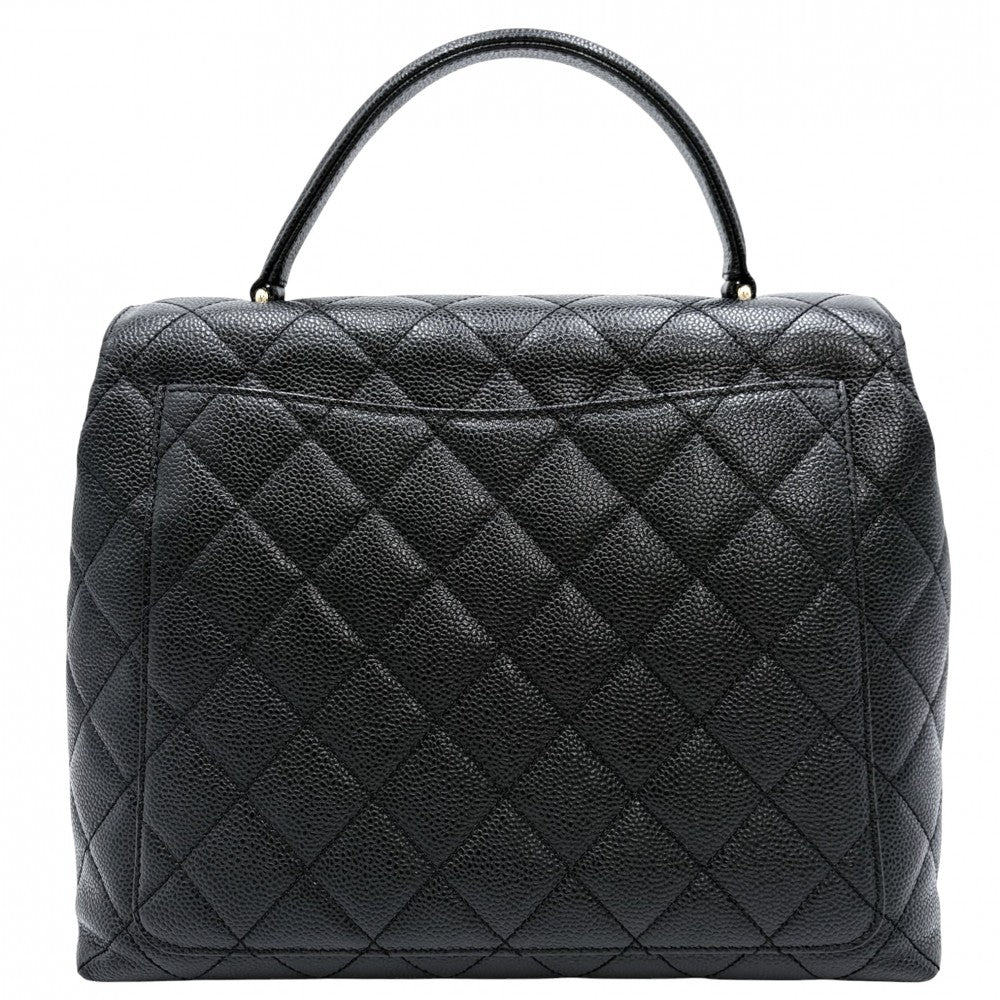 CHANEL シャネル ハンドバッグ マトラッセ ココマーク ターンロック トップハンドル A12397 キャビアスキン ブラック 黒 ゴールド金具 レディース【中古品】