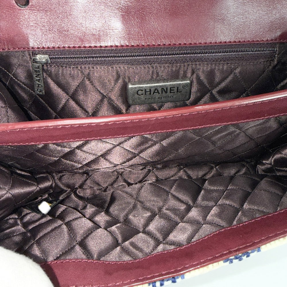 CHANEL シャネル ショルダーバッグ ココマーク チェック ハンドバッグ ツイード レザー レッド 赤 シルバー金具 レディース【中古品】