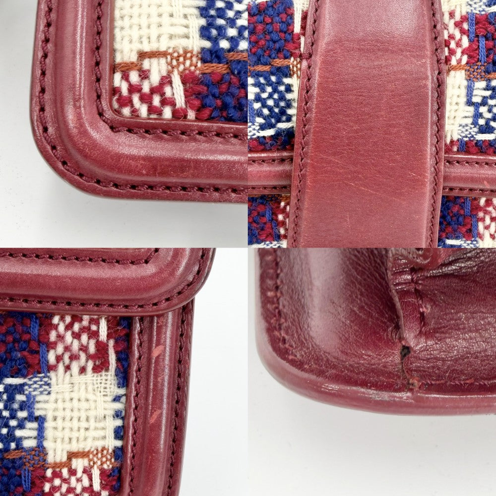 CHANEL シャネル ショルダーバッグ ココマーク チェック ハンドバッグ ツイード レザー レッド 赤 シルバー金具 レディース【中古品】