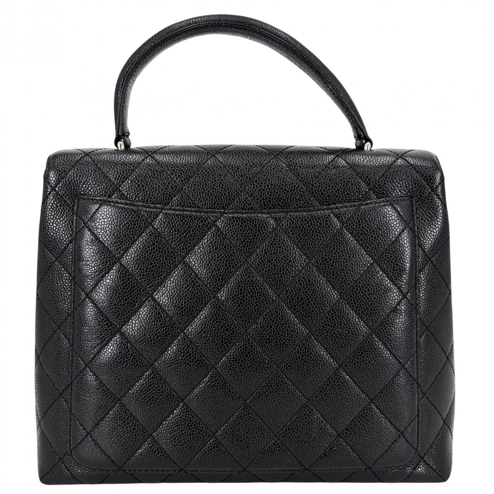 CHANEL シャネル ハンドバッグ マトラッセ ココマーク ターンロック トップハンドル A12397 キャビアスキン ブラック 黒 シルバー金具 レディース【中古品】