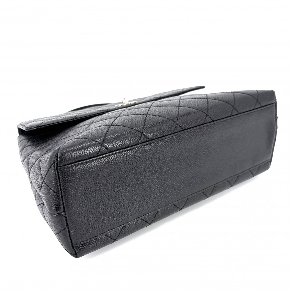 CHANEL シャネル ハンドバッグ マトラッセ ココマーク ターンロック トップハンドル A12397 キャビアスキン ブラック 黒 シルバー金具 レディース【中古品】