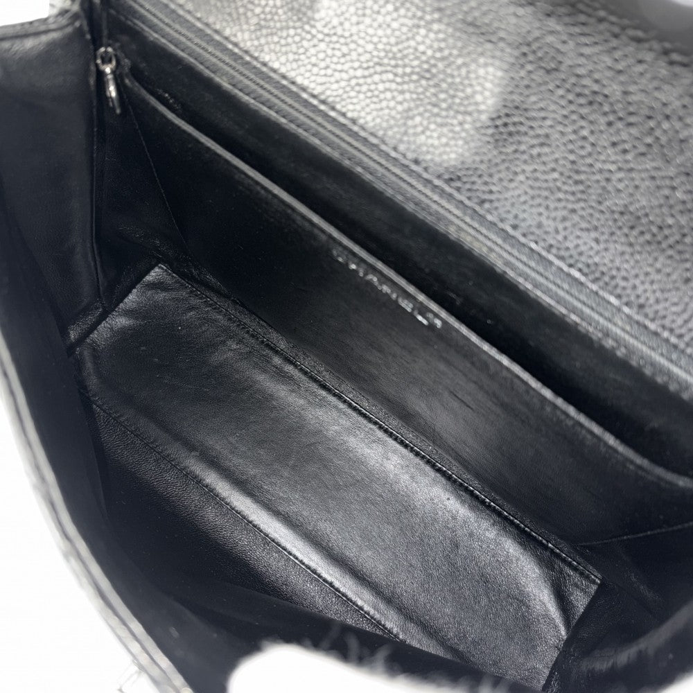CHANEL シャネル ハンドバッグ マトラッセ ココマーク ターンロック トップハンドル A12397 キャビアスキン ブラック 黒 シルバー金具 レディース【中古品】