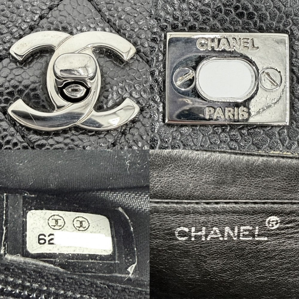 CHANEL シャネル ハンドバッグ マトラッセ ココマーク ターンロック トップハンドル A12397 キャビアスキン ブラック 黒 シルバー金具 レディース【中古品】