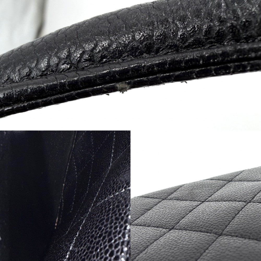 CHANEL シャネル ハンドバッグ マトラッセ ココマーク ターンロック トップハンドル A12397 キャビアスキン ブラック 黒 シルバー金具 レディース【中古品】