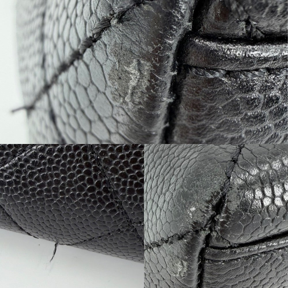 CHANEL シャネル ハンドバッグ マトラッセ ココマーク ターンロック トップハンドル A12397 キャビアスキン ブラック 黒 シルバー金具 レディース【中古品】