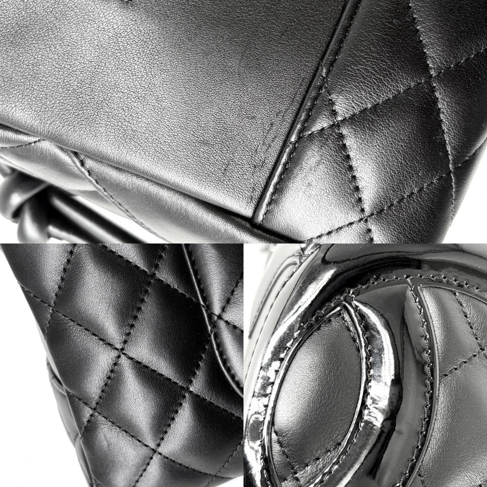 CHANEL シャネル ハンドバッグ カンボンライン ボーリングバッグ マトラッセ ココマーク レザー ブラック 黒 シルバー金具 レディース【中古品】