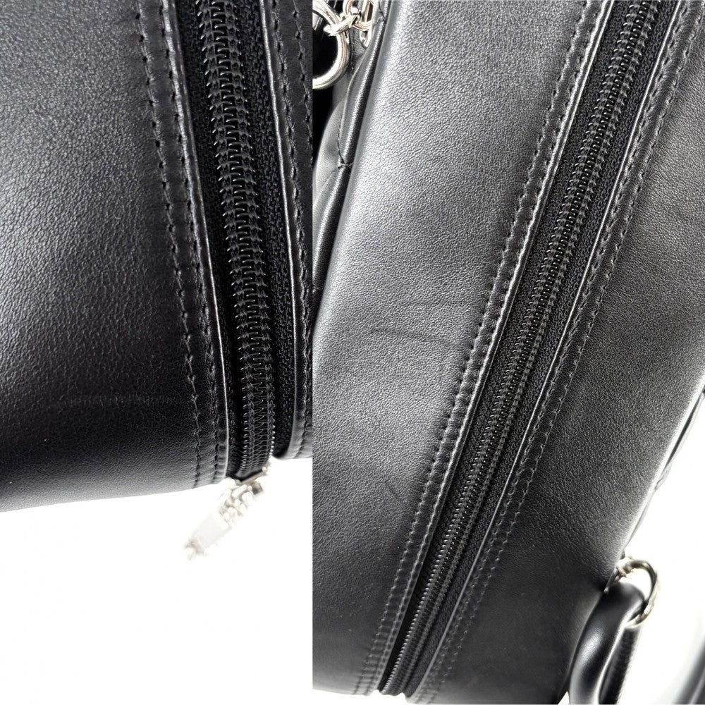 CHANEL シャネル ハンドバッグ カンボンライン ボーリングバッグ マトラッセ ココマーク レザー ブラック 黒 シルバー金具 レディース【中古品】