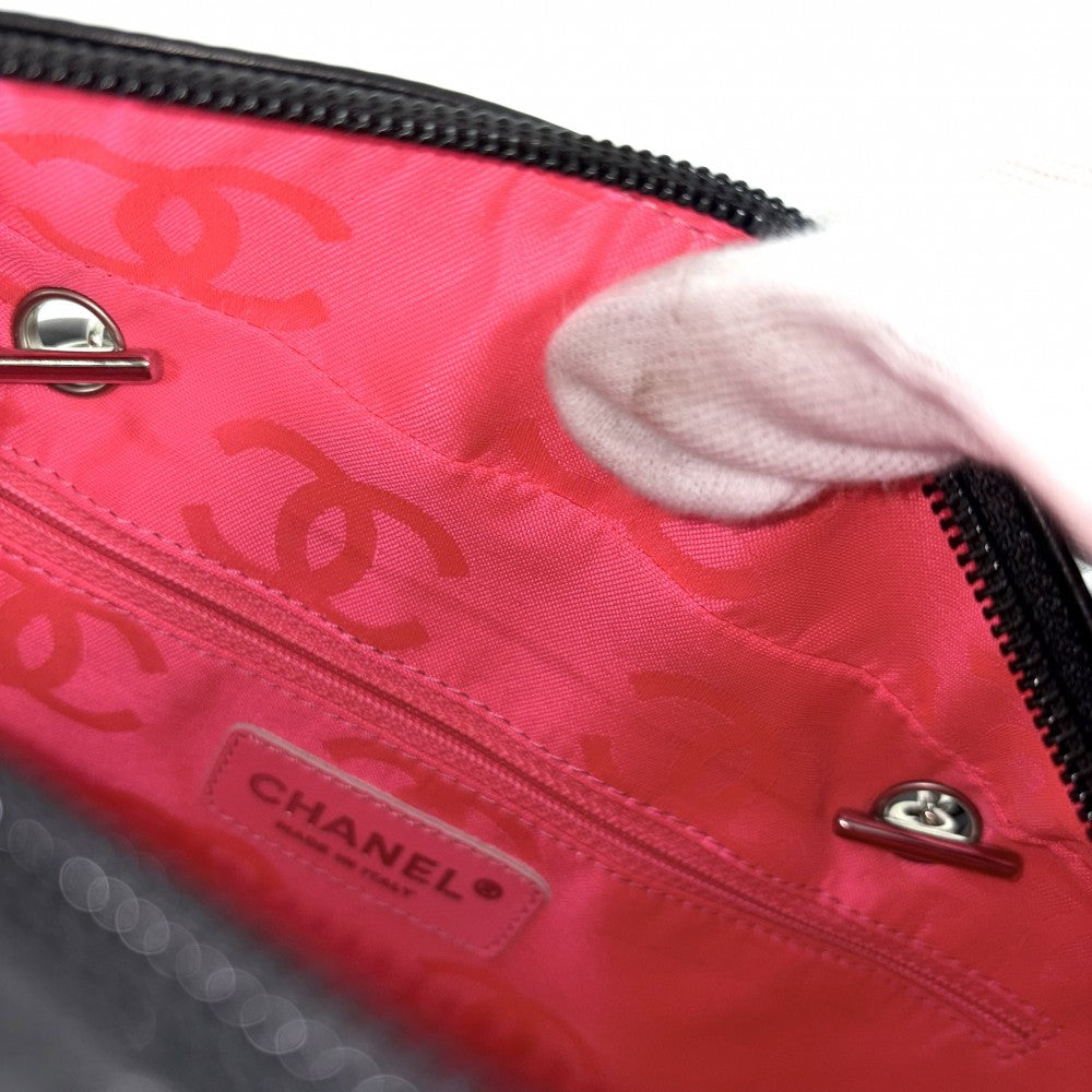 CHANEL シャネル ハンドバッグ カンボンライン ボーリングバッグ マトラッセ ココマーク レザー ブラック 黒 シルバー金具 レディース【中古品】
