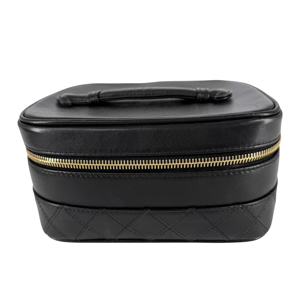 CHANEL シャネル ポーチ 化粧ポーチ メイクポーチ ビコローレ バニティバッグ A01618 レザー ブラック 黒 ゴールド金具 レディース【中古品】