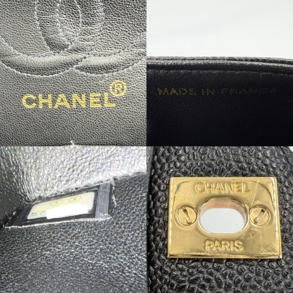 CHANEL シャネル ショルダーバッグ マトラッセ23 ダブルチェーン ダブルフラップ ココマーク ターンロック キャビアスキン ブラック 黒 ゴールド金具 レディース【中古品】