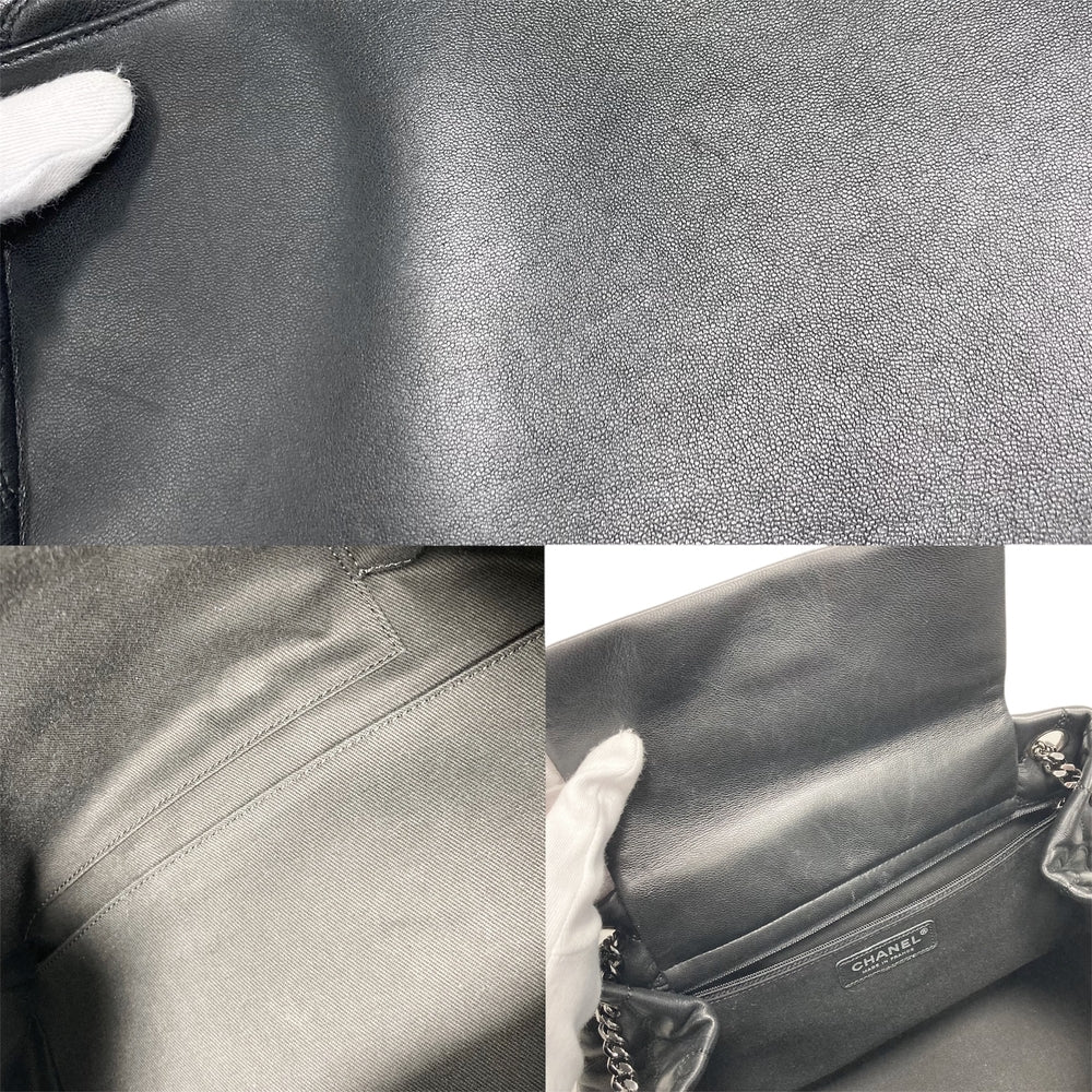 CHANEL シャネル ハンドバッグ ココマーク ショルダーバッグ レザー ブラック 黒 シルバー金具 レディース【中古品】