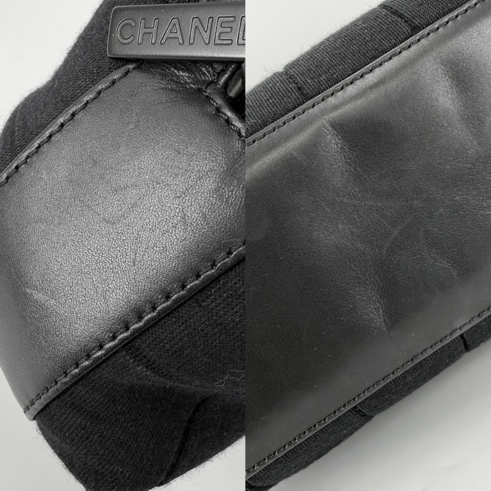 【開店SALE】 CHANEL シャネル ハンドバッグ チョコバー Chocolate Bar チェーンショルダー トートバッグ ステッチ ココマーク ココ 鞄 かばん コットンキャンバス レザー ブラック 黒 ブラック金具 レディース【中古品】