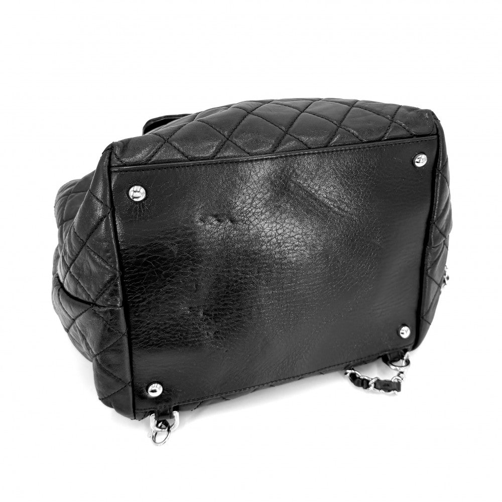 CHANEL シャネル リュック マトラッセ バックパック チェーンショルダー ターンロック ココマーク レザー ブラック 黒 シルバー金具 レディース【中古品】