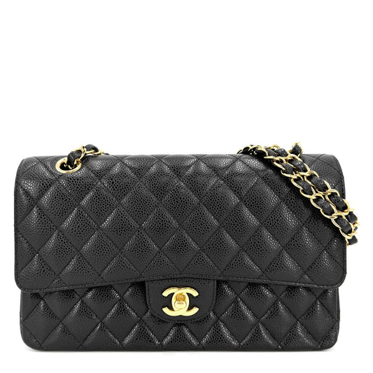 CHANEL シャネル ショルダーバッグ マトラッセ25 ダブルフラップ ダブルチェーン チェーンショルダー ココマーク ターンロック キャビアスキン ブラック 黒 ゴールド金具 レディース【中古品】