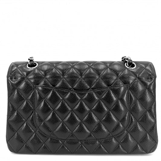 【開店SALE】 CHANEL シャネル ショルダーバッグ マトラッセ25 ダブルチェーン ダブルフラップ ココマーク ターンロック キャビアスキン ブラック 黒 シルバー金具 レディース【中古品】