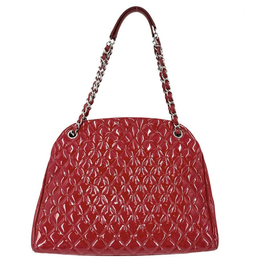 CHANEL シャネル ハンドバッグ マトラッセ マドモアゼルライン ボーリングバッグ エナメル チェーンショルダー パテントレザー レッド 赤 シルバー金具 レディース【中古品】