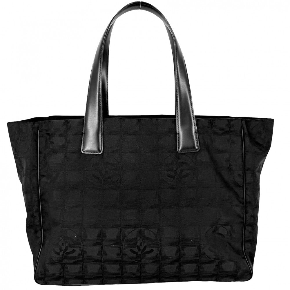 CHANEL シャネル トートバッグ ニュートラベルライン トートMM ハンドバッグ ココマーク A15991 レザー ナイロンキャンバス ブラック 黒 ゴールド金具 レディース【中古品】