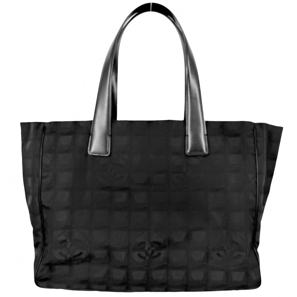 CHANEL シャネル トートバッグ ニュートラベルライン トートMM ハンドバッグ ココマーク A15991 レザー ナイロンキャンバス ブラック 黒 ゴールド金具 レディース【中古品】