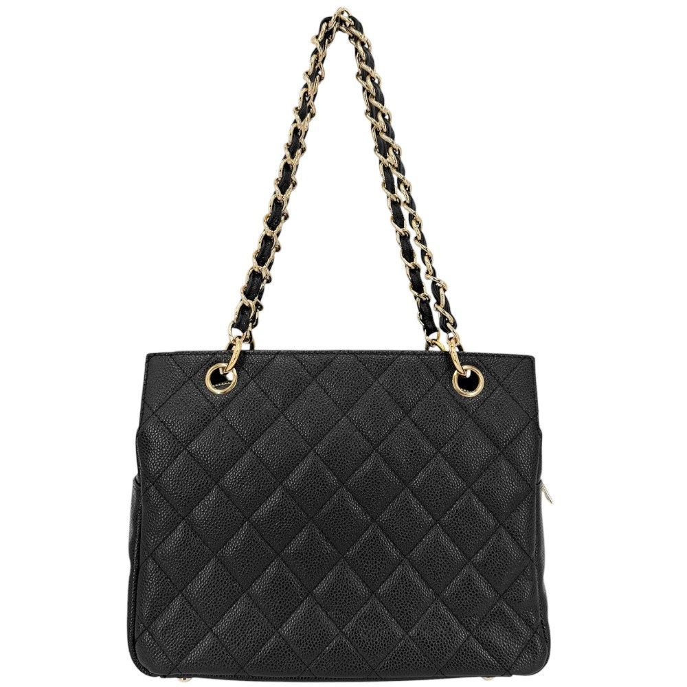 CHANEL シャネル トートバッグ マトラッセ PTT ココマーク ハンドバッグ チェーンショルダー キャビアスキン ブラック 黒 ゴールド金具 レディース【中古品】