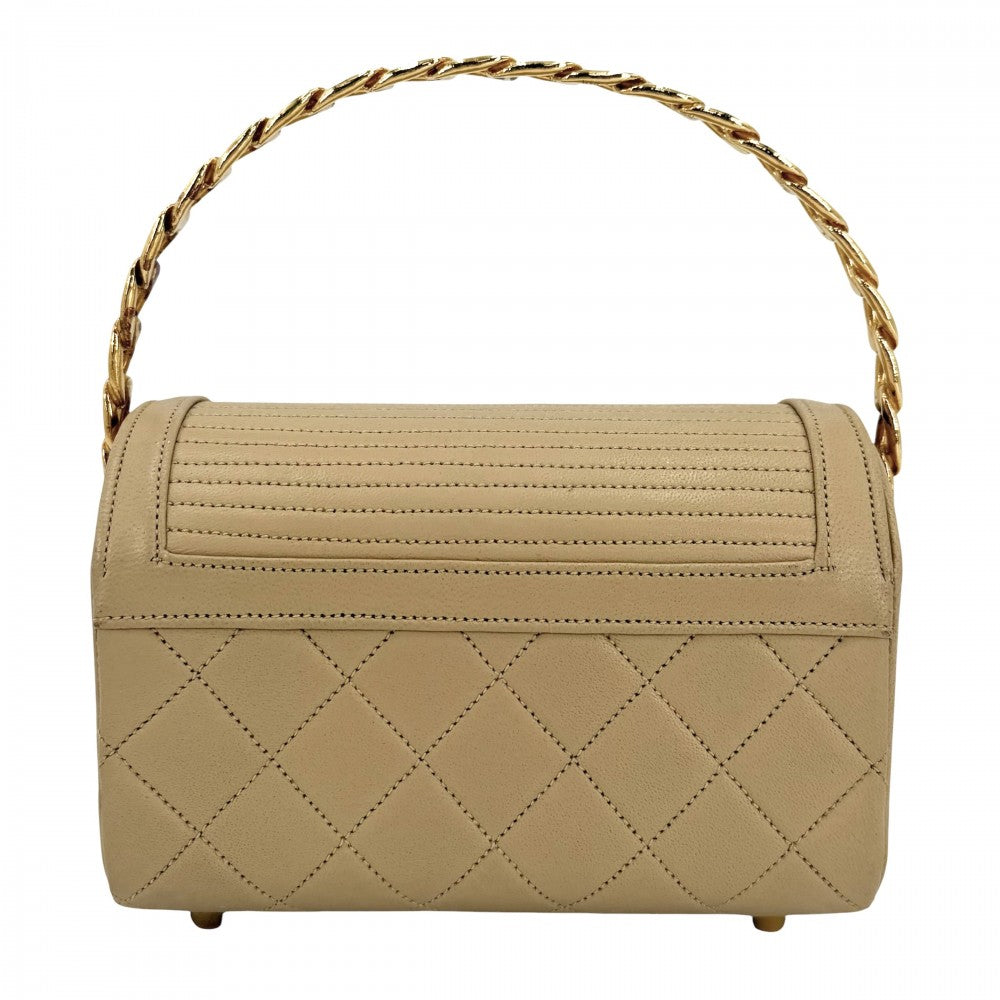 CHANEL シャネル ハンドバッグ マトラッセ トップハンドル ミニバッグ ヴィンテージ ココマーク ラムスキン ベージュ ゴールド金具 ボーイズ【中古品】