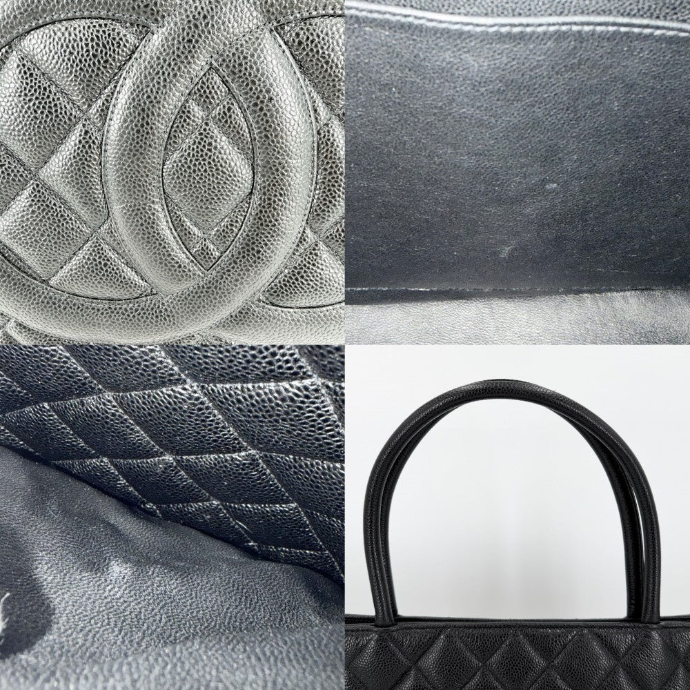 CHANEL シャネル ハンドバッグ マトラッセ 復刻トート トートバッグ ココマーク キャビアスキン ブラック 黒 シルバー金具 レディース【中古品】