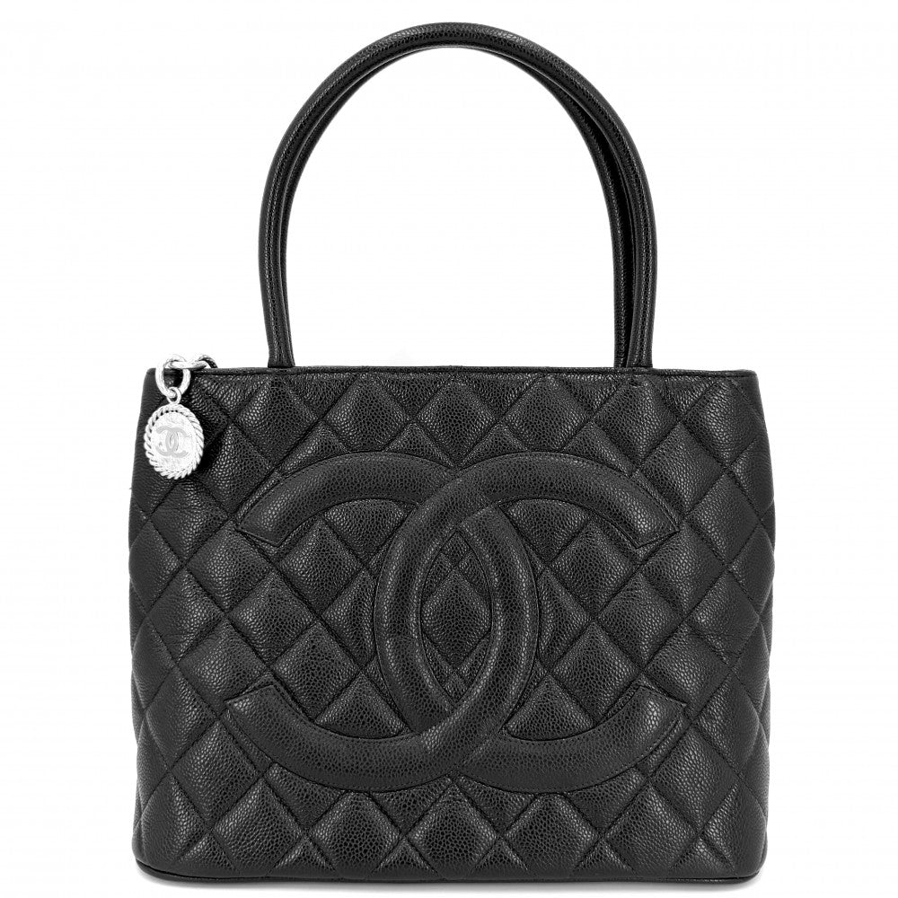 CHANEL シャネル ハンドバッグ マトラッセ 復刻トート トートバッグ ココマーク キャビアスキン ブラック 黒 シルバー金具 レディース【中古品】