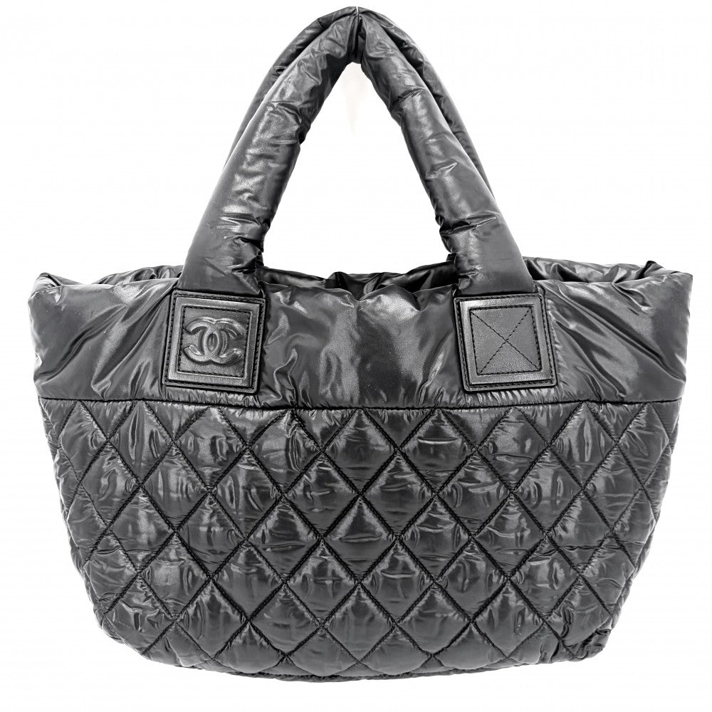 CHANEL シャネル ハンドバッグ コココクーンPM リバーシブル トートバッグ ココマーク Coco Cocoon マトラッセ ナイロン ブラック 黒 ボルドー シルバー金具 レディース【中古品】