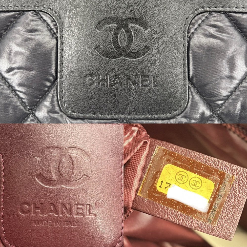 CHANEL シャネル ハンドバッグ コココクーンPM リバーシブル トートバッグ ココマーク Coco Cocoon マトラッセ ナイロン ブラック 黒 ボルドー シルバー金具 レディース【中古品】