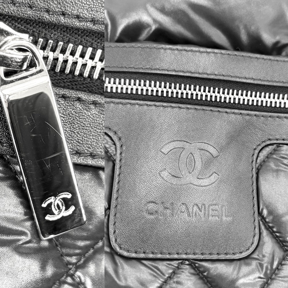 CHANEL シャネル ハンドバッグ コココクーンPM リバーシブル トートバッグ ココマーク Coco Cocoon マトラッセ ナイロン ブラック 黒 ボルドー シルバー金具 レディース【中古品】