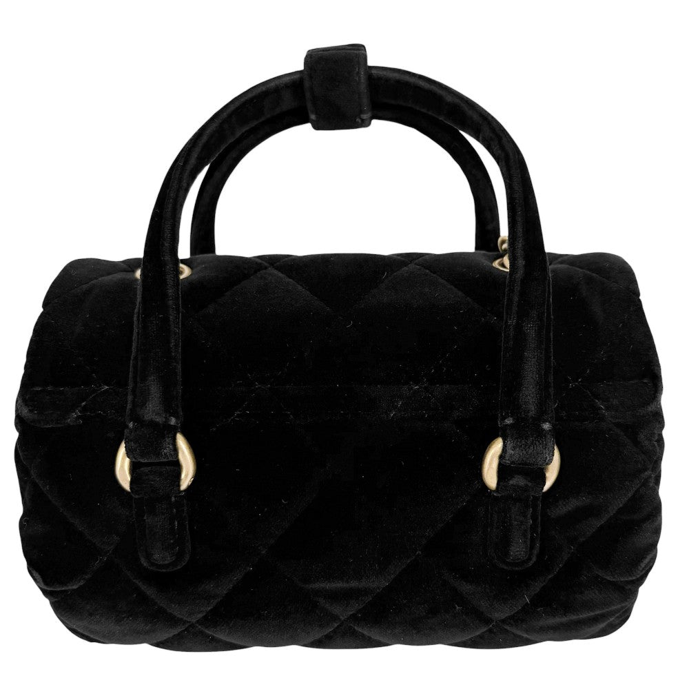 CHANEL シャネル 2WAY マトラッセ ショルダーバッグ ハンドバッグ ベルベット ターンロック ココマーク ベロア ブラック 黒 ゴールド金具 レディース【中古品】