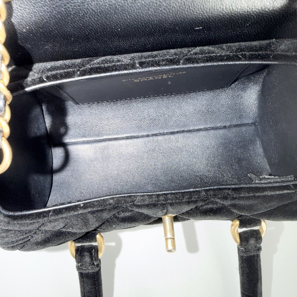 CHANEL シャネル 2WAY マトラッセ ショルダーバッグ ハンドバッグ ベルベット ターンロック ココマーク ベロア ブラック 黒 ゴールド金具 レディース【中古品】