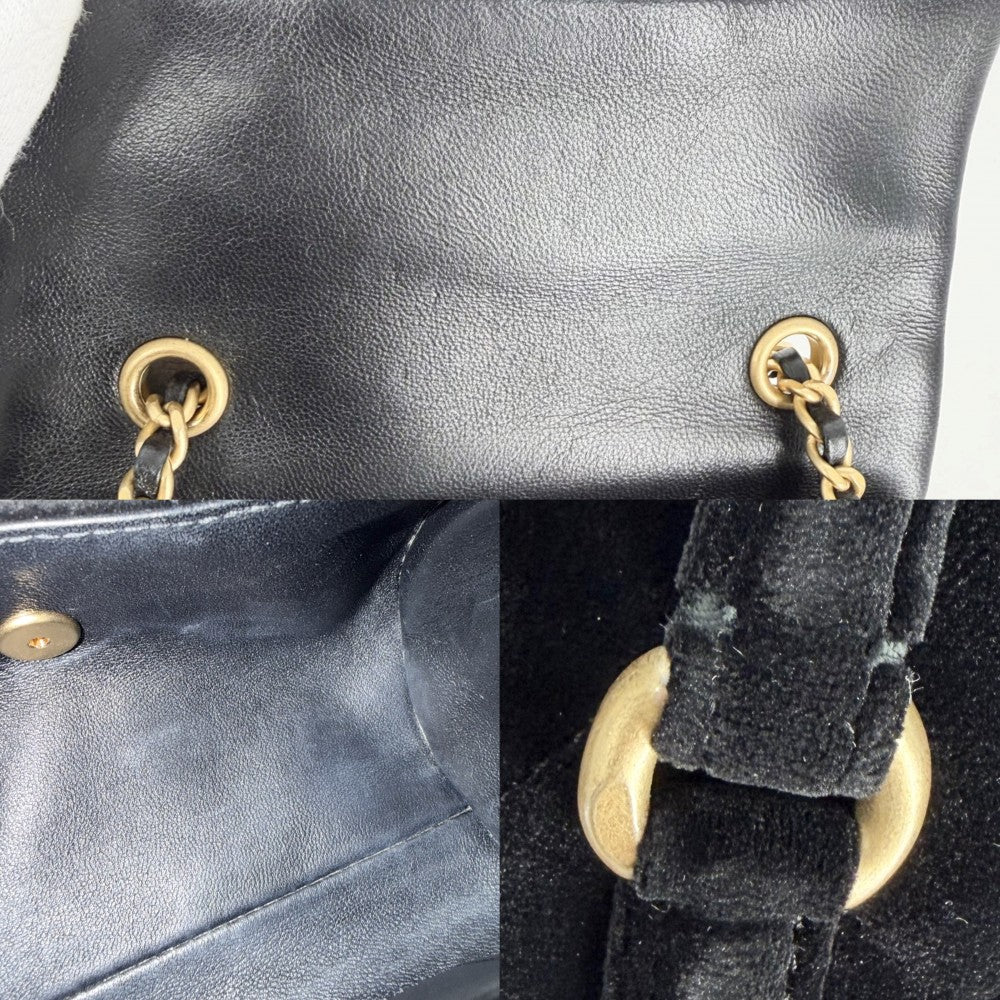 CHANEL シャネル 2WAY マトラッセ ショルダーバッグ ハンドバッグ ベルベット ターンロック ココマーク ベロア ブラック 黒 ゴールド金具 レディース【中古品】