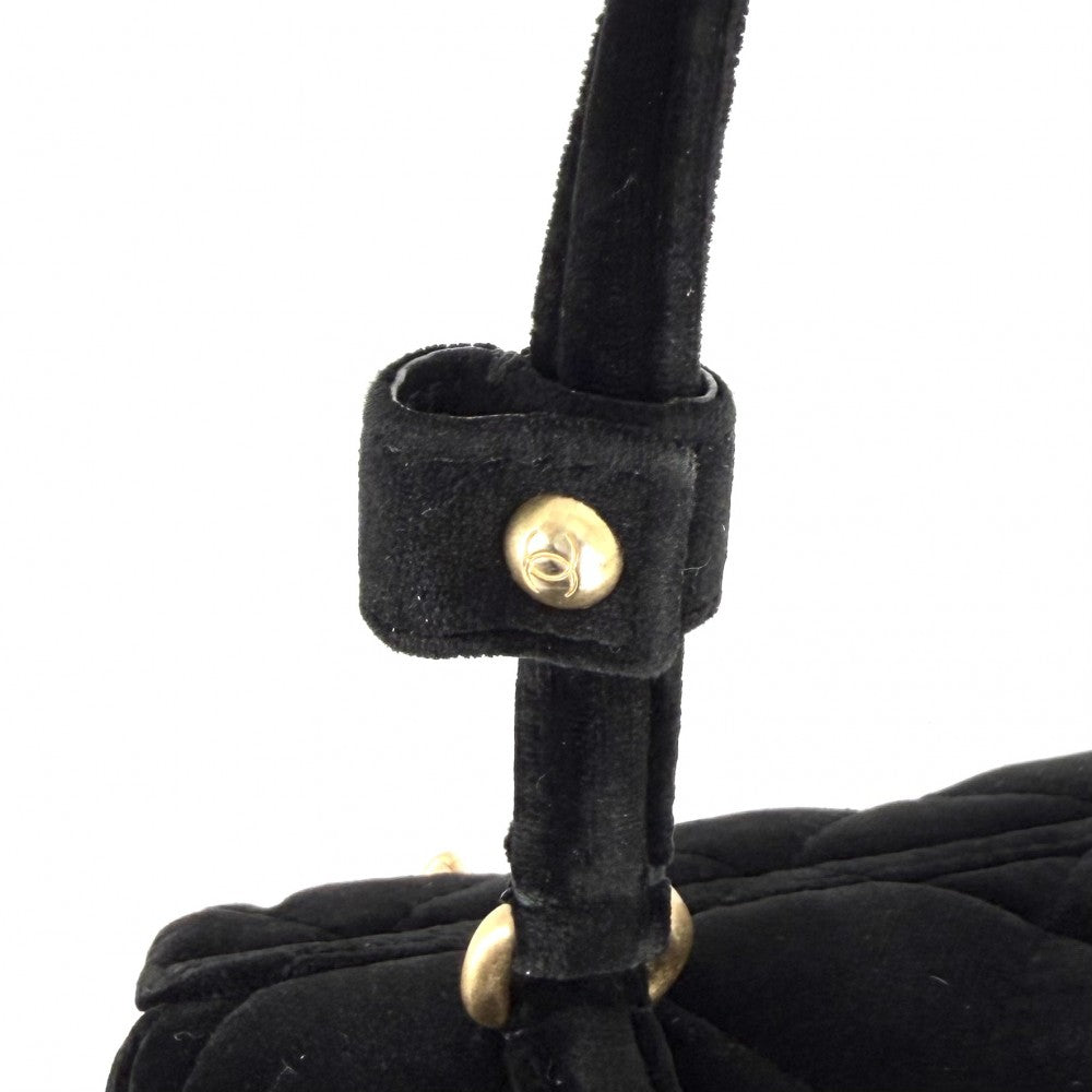 CHANEL シャネル 2WAY マトラッセ ショルダーバッグ ハンドバッグ ベルベット ターンロック ココマーク ベロア ブラック 黒 ゴールド金具 レディース【中古品】