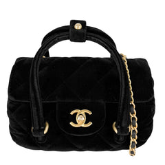 CHANEL シャネル 2WAY マトラッセ ショルダーバッグ ハンドバッグ ベルベット ターンロック ココマーク ベロア ブラック 黒 ゴールド金具 レディース【中古品】