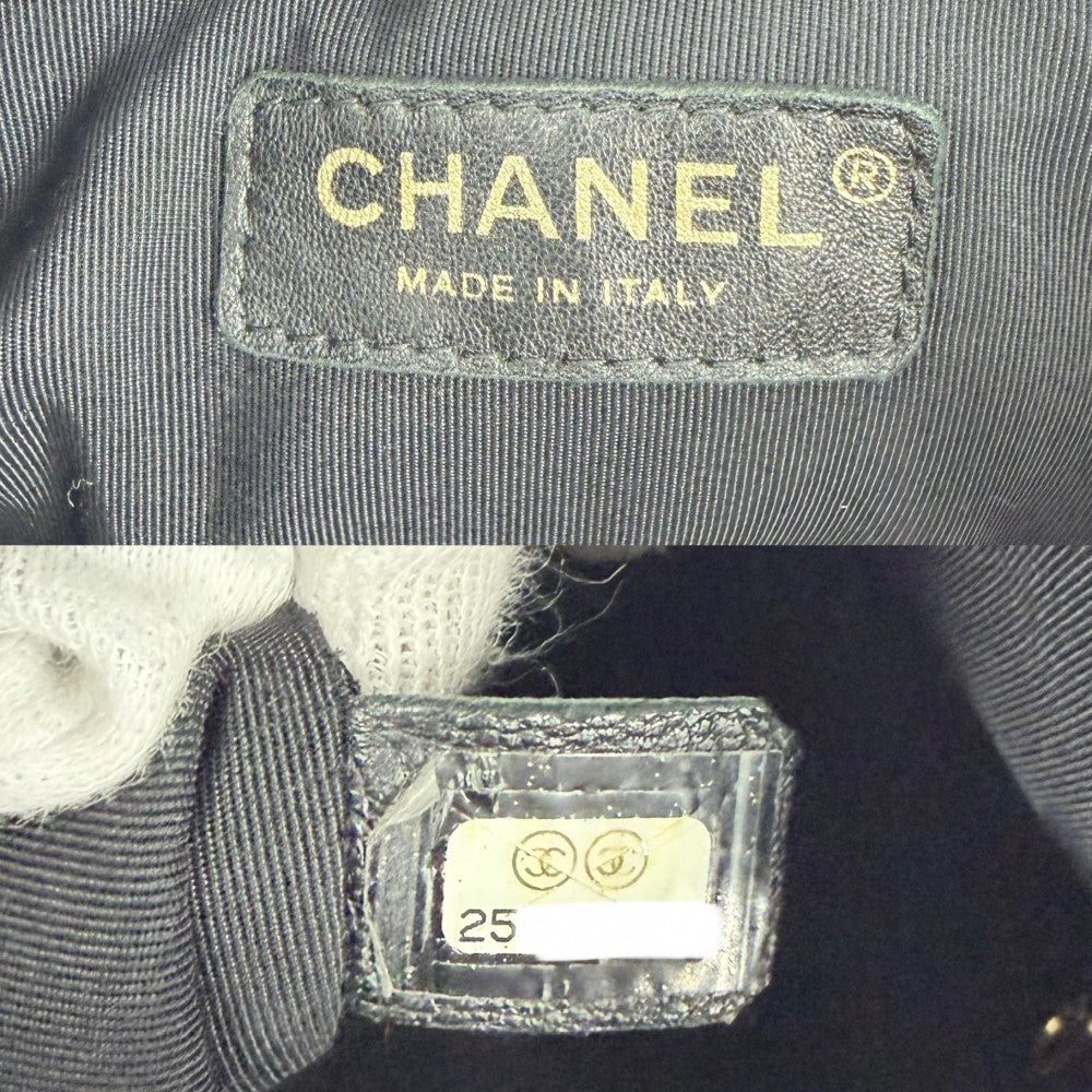CHANEL シャネル ショルダーバッグ ココマーク Vステッチ 巾着 ラムスキン ブラック 黒 ゴールド金具 レディース【中古品】