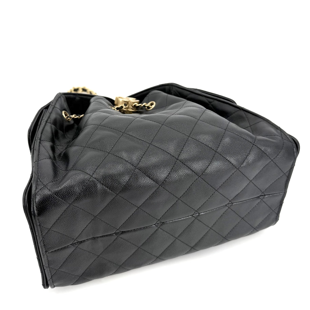 CHANEL シャネル ショルダーバッグ CHANEL25 スモールハンドバッグ チェーン ココマーク キャビアスキン ブラック 黒 ゴールド金具 レディース【中古品】