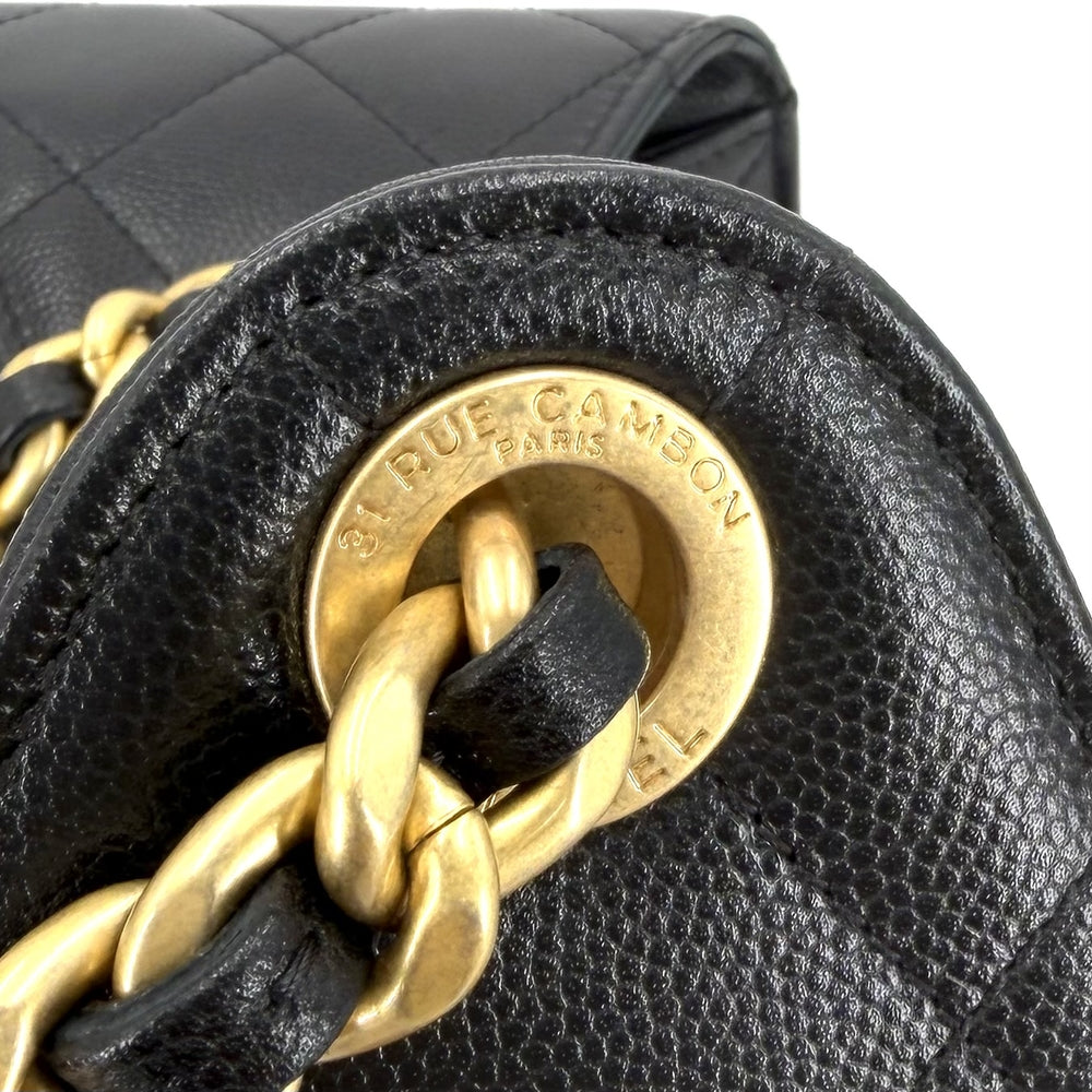 CHANEL シャネル ショルダーバッグ CHANEL25 スモールハンドバッグ チェーン ココマーク キャビアスキン ブラック 黒 ゴールド金具 レディース【中古品】