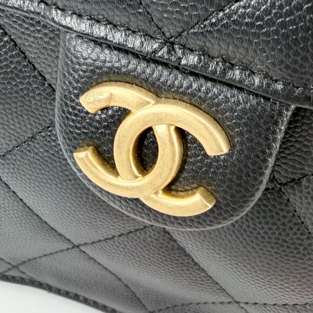 CHANEL シャネル ショルダーバッグ CHANEL25 スモールハンドバッグ チェーン ココマーク キャビアスキン ブラック 黒 ゴールド金具 レディース【中古品】