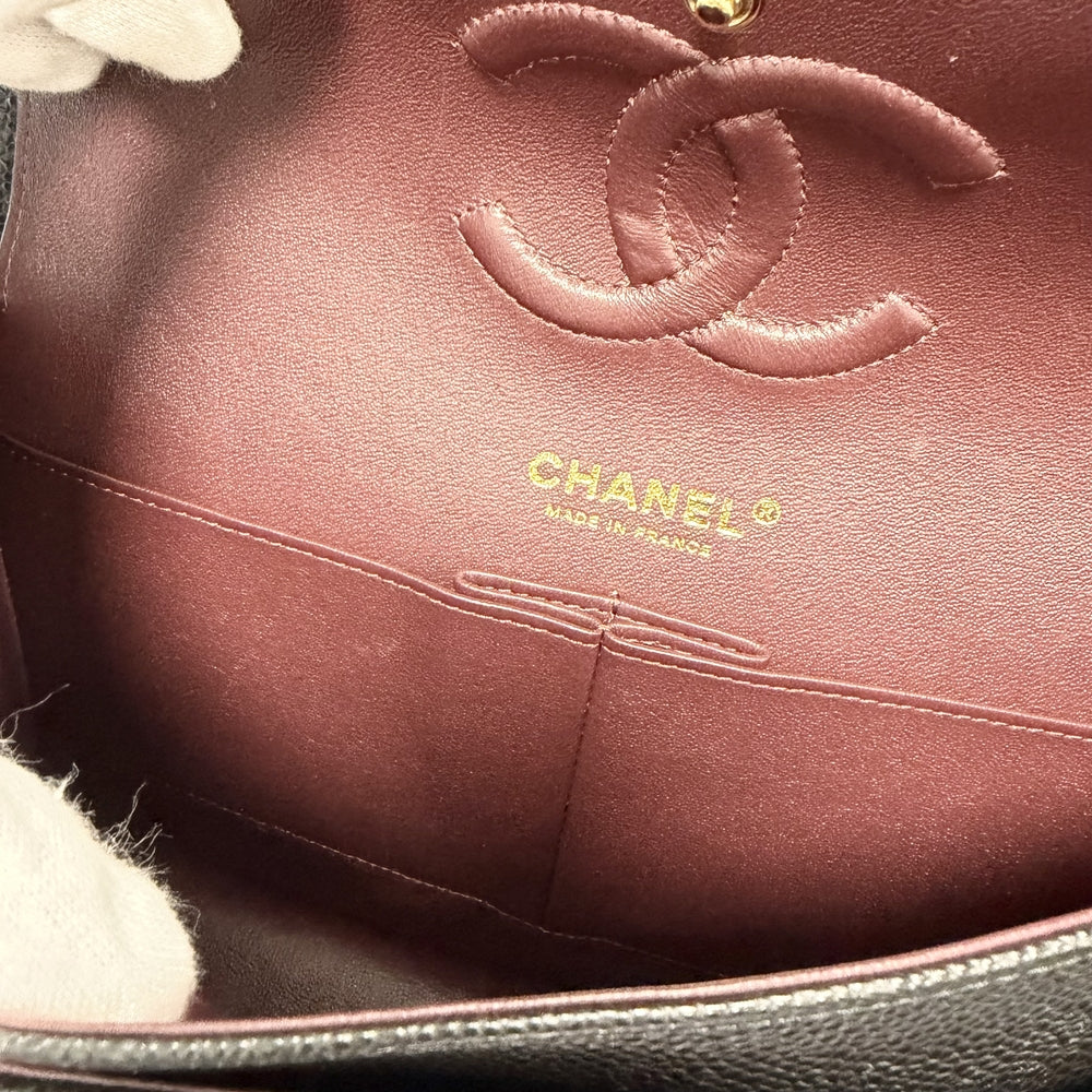 CHANEL シャネル ショルダーバッグ マトラッセ25 ダブルチェーン ココマーク ダブルフラップ キャビアスキン ブラック 黒 ゴールド金具 レディース【中古品】