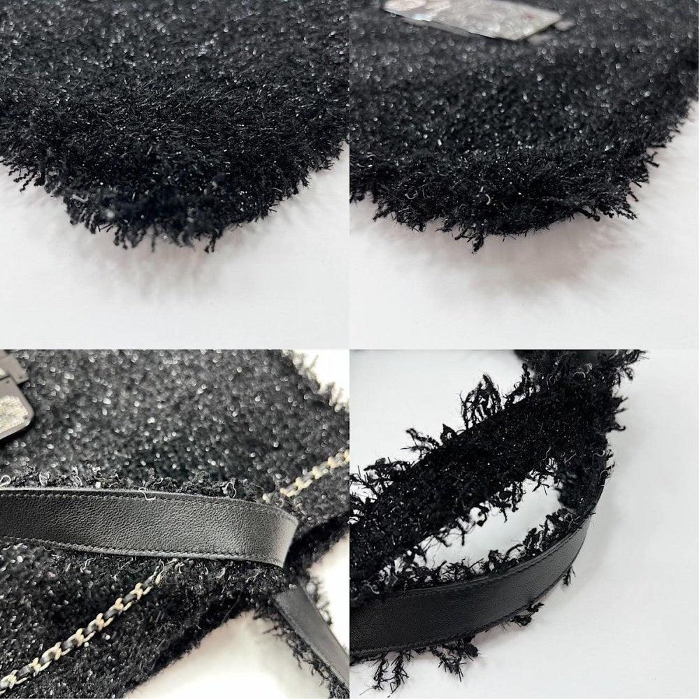 【開店SALE】 CHANEL シャネル トートバッグ ロボット ラージショッピングトート ココマーク ハンドバッグ ツイード ブラック 黒 シルバー金具 レディース【中古品】