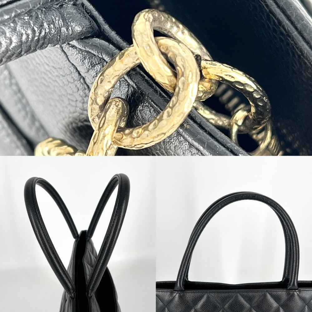 【開店SALE】 CHANEL シャネル トートバッグ マトラッセ 復刻トート ハンドバッグ ココマーク A01804 キャビアスキン ブラック 黒 ゴールド金具 レディース【中古品】