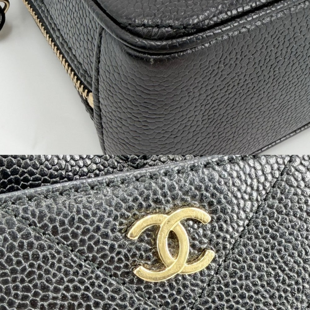 【開店SALE】 CHANEL シャネル ショルダーバッグ シェブロン Vステッチ ココマーク チェーンショルダー キャビアスキン ブラック 黒 ゴールド金具 レディース【中古品】