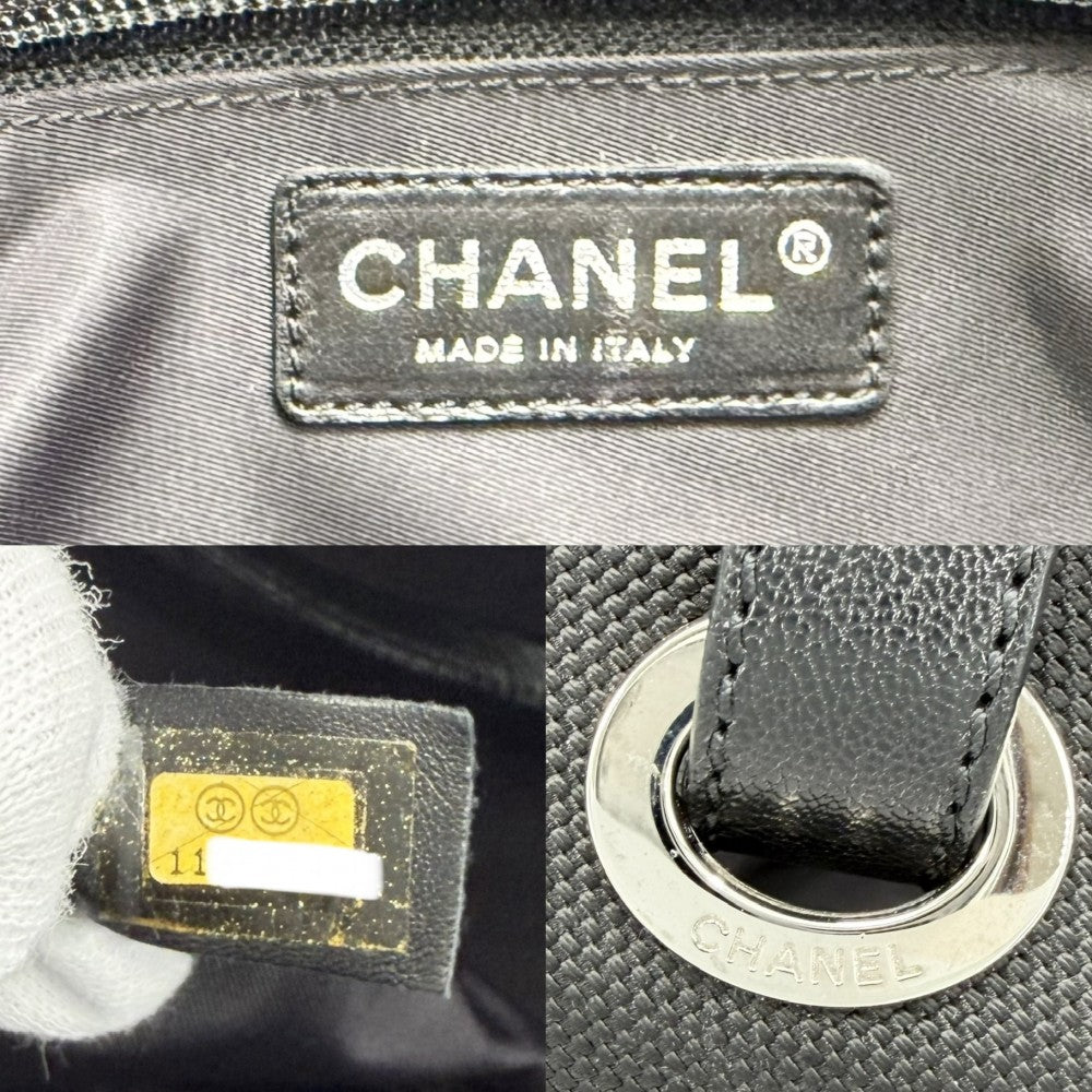 CHANEL シャネル トートバッグ パリビアリッツMM ハンドバッグ ココマーク ココマーク A34209 コーティングキャンバス レザー ブラック 黒 シルバー金具 レディース【中古品】