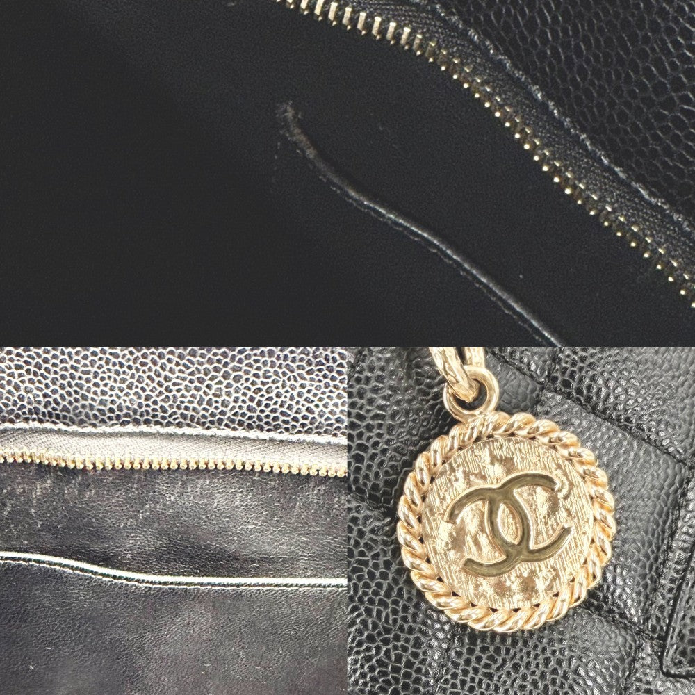 CHANEL シャネル ハンドバッグ マトラッセ 復刻トート トートバッグ キャビアスキン ブラック 黒 ゴールド金具 レディース【中古品】