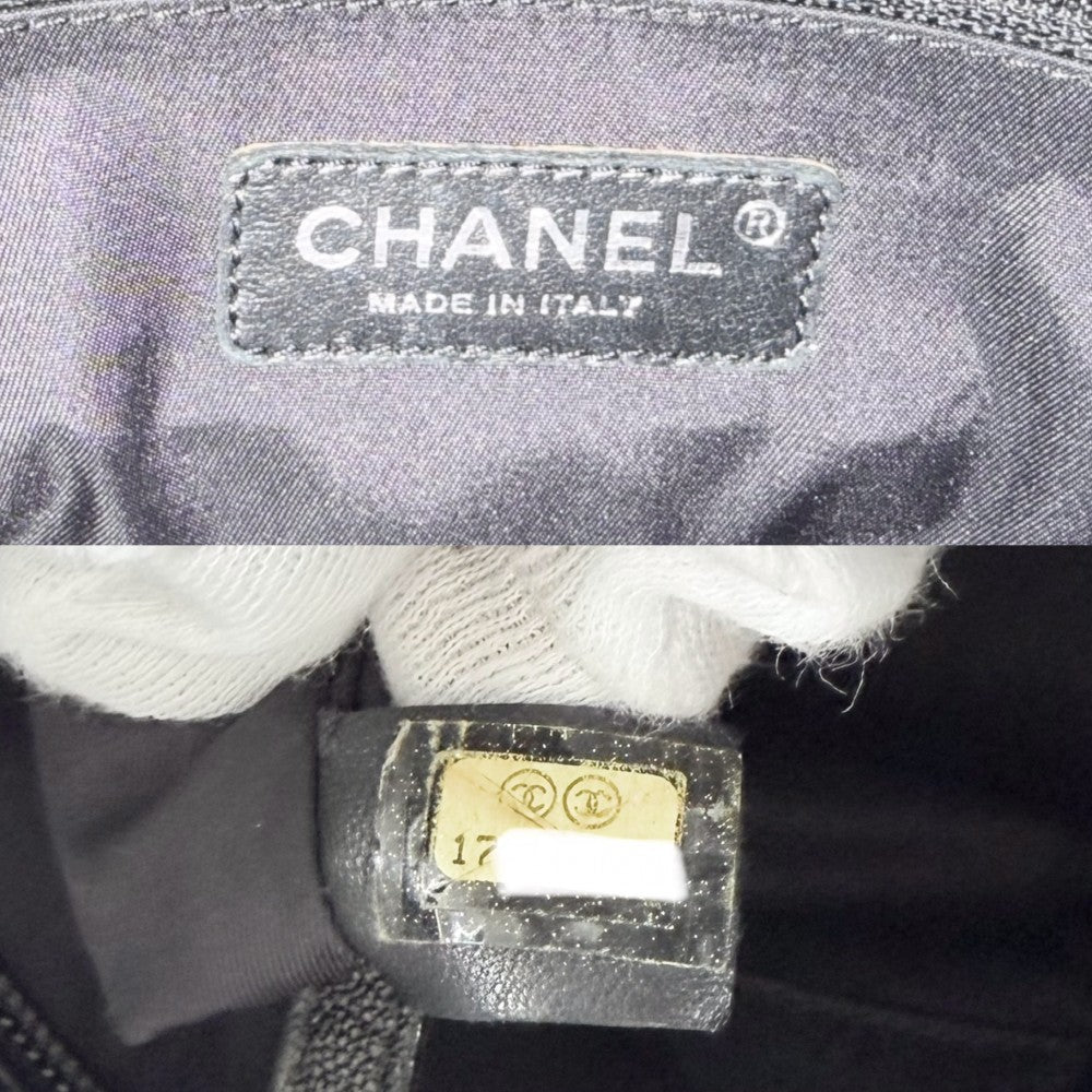 CHANEL シャネル ハンドバッグ パリビアリッツ トートPM トートバッグ ココマーク PVCコーティングキャンバス レザー ブラック 黒 シルバー金具 レディース【中古品】