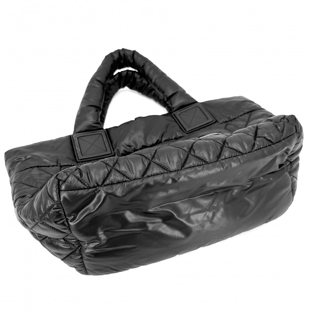 CHANEL シャネル ハンドバッグ コココクーンPM リバーシブル トートバッグ ココマーク Coco Cocoon マトラッセ ナイロン グレー ボルドー シルバー金具 レディース【中古品】